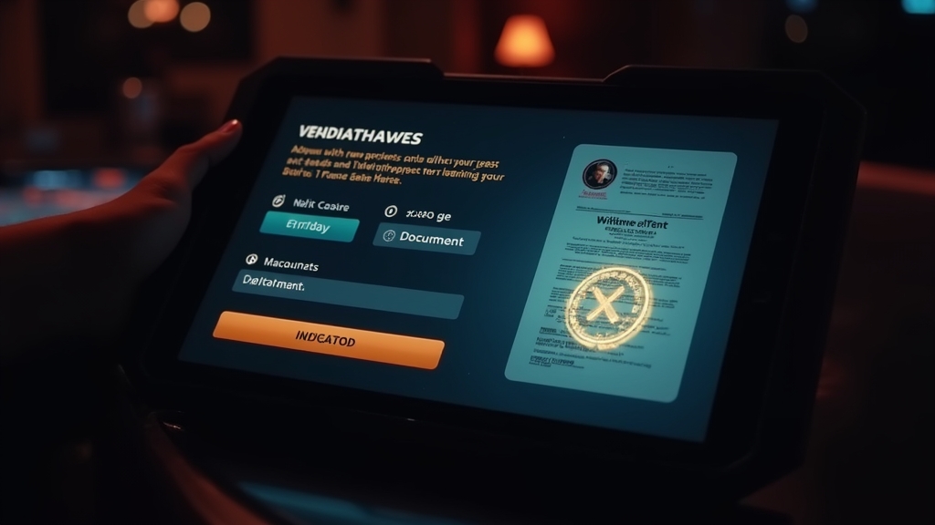 Withdrawal form and identity documents shown on a casino cashier screen