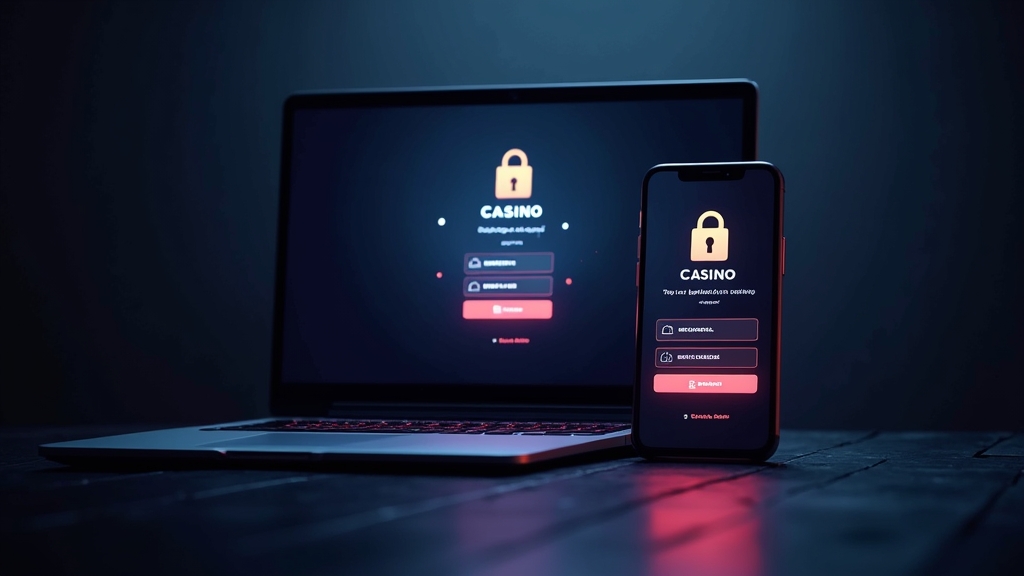 Desktop and mobile screens showing a secure casino account login