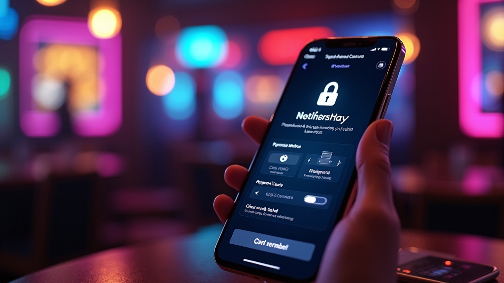 Mobile casino app screen with security, wallet, and responsible play icons.